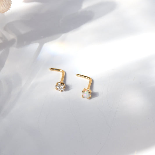 Dainty L Studs - Solid 14k Gold