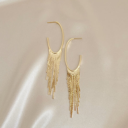 Cascading Fringe Hoops Earrings