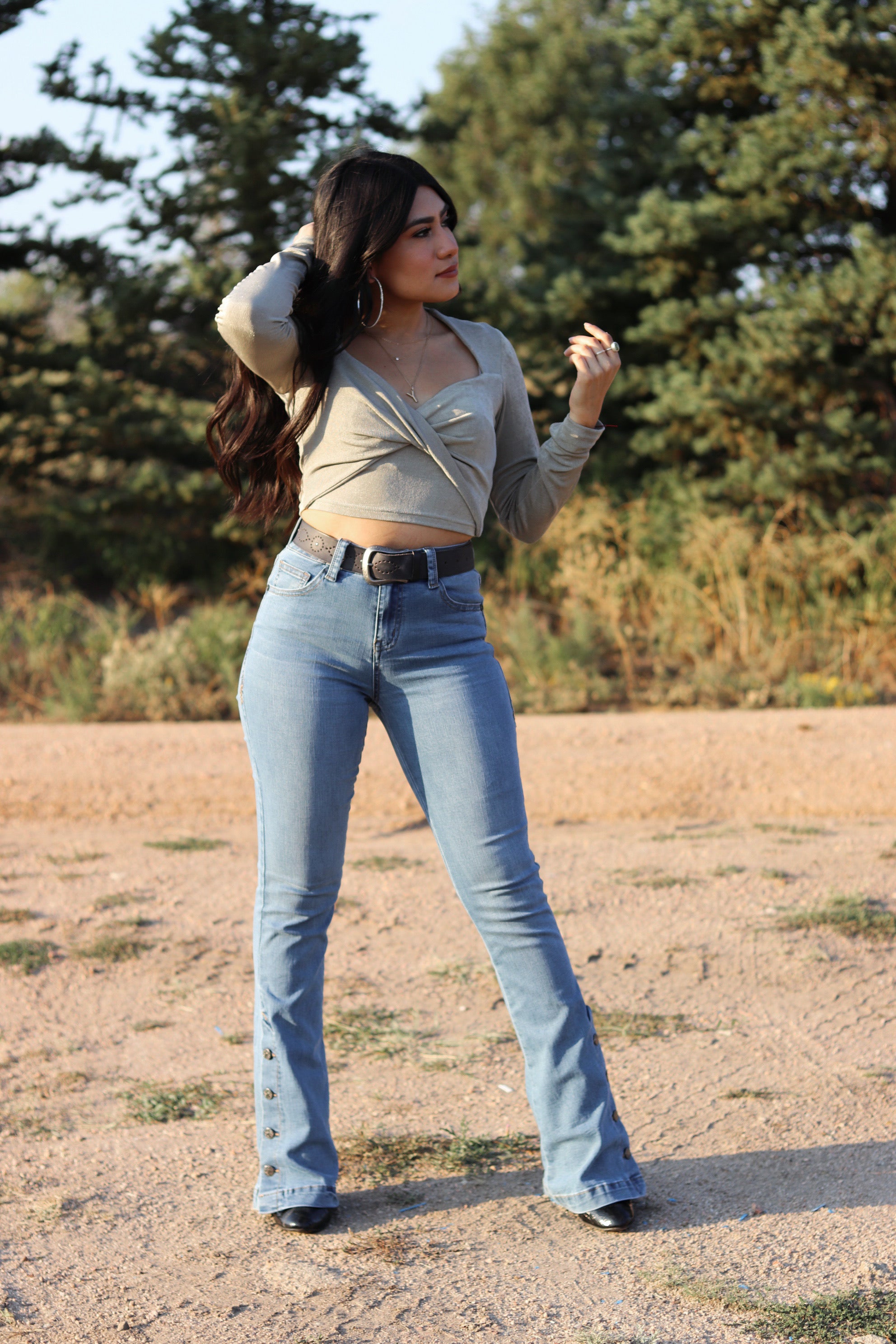 Button Up Bell Jeans