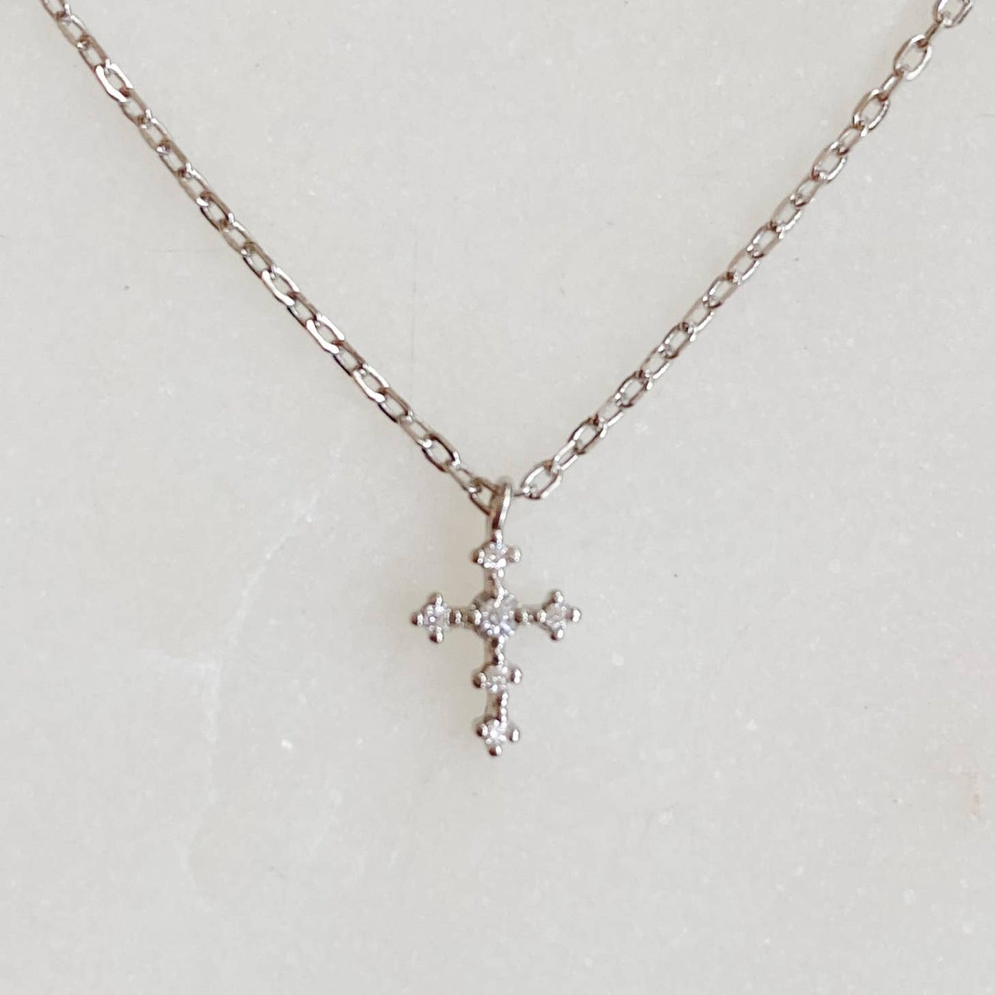 Dainty Cross Necklace | Sterling Silver