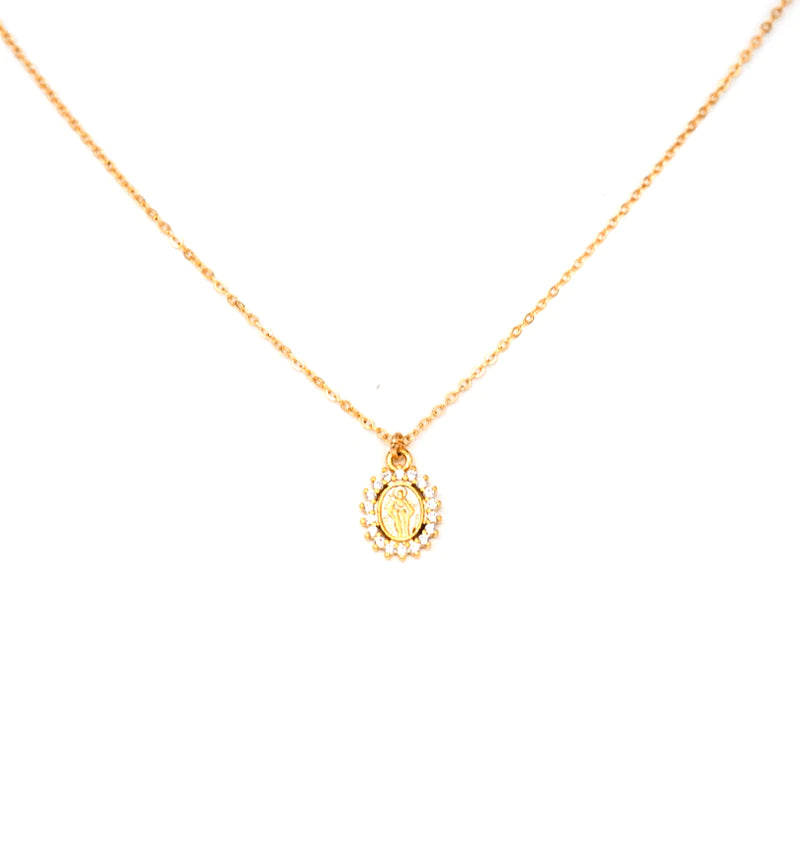 CZ Mary Coin Necklace