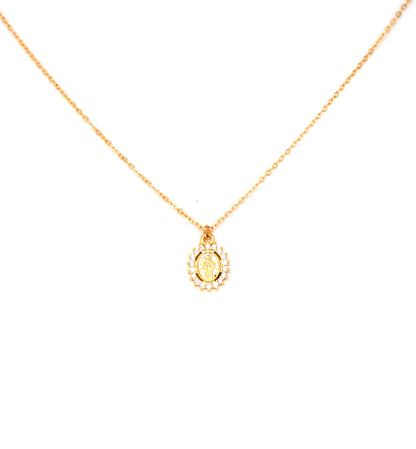 CZ Mary Coin Necklace