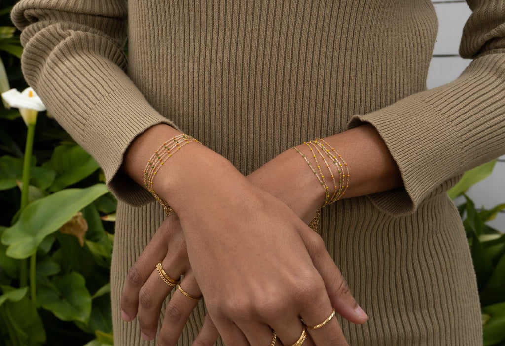 Dainty Gold + Enamel Bracelet